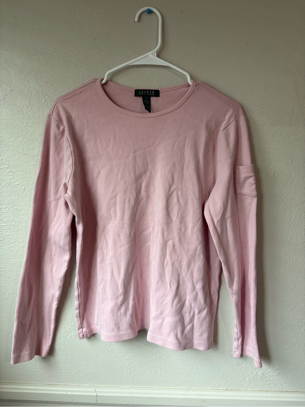 Ralph Lauren Light Pink Long Sleeve Crewneck Top